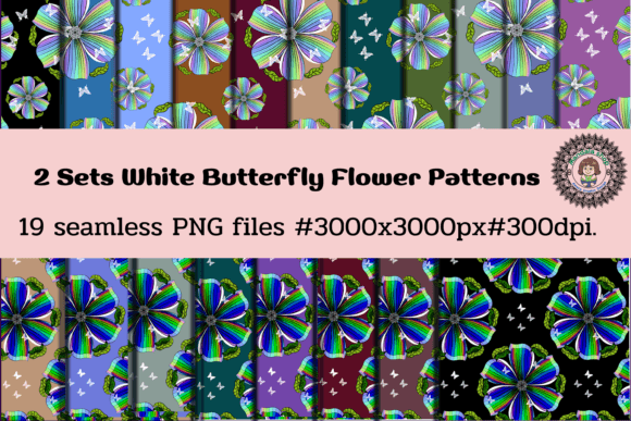 2 Sets White Butterfly Flowers Patterns for Creative Projects