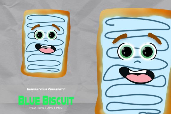 Biscuit with Blue Icing Cartoon Kawaii: A Versatile Design for Creative Projects