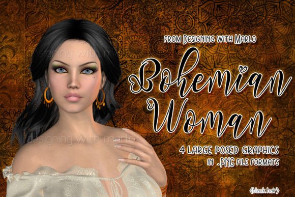 Black Hair Boho Woman 3D Poser Graphics
