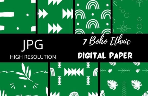 Green Rainbows Boho Digital Papers: A Versatile Tool for Creative Projects