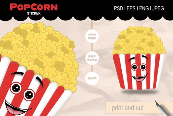 Sweet Dessert Popcorn Cartoon Sticker