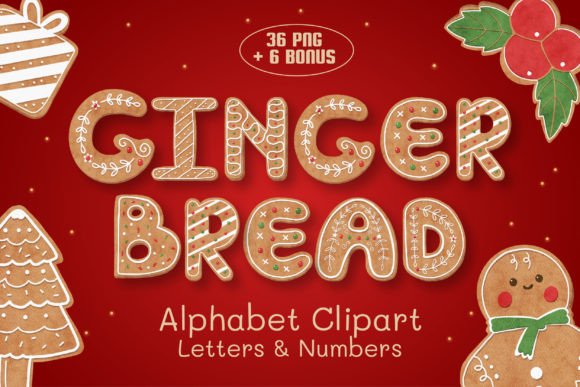 Watercolor Gingerbread Alphabet for Holiday Design