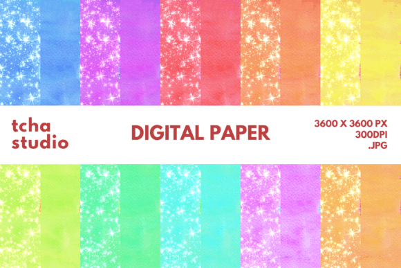 Wave Summer Watercolor Digital Papers